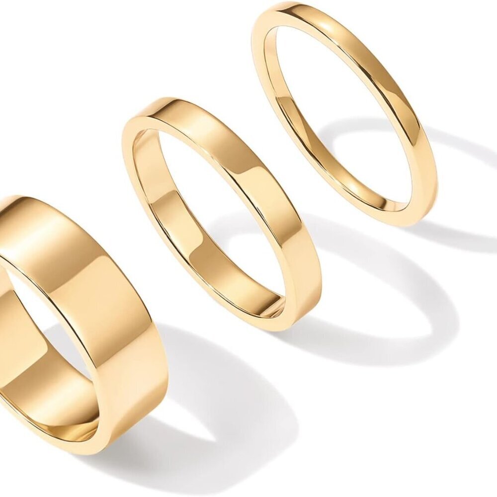 Gold Plated Stackable Rings Set 3 Sizes Minimalis… - image 1